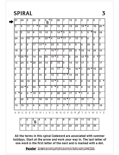 Large Print Codewords